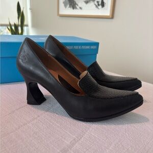 John Fluevog Black Leather Heels